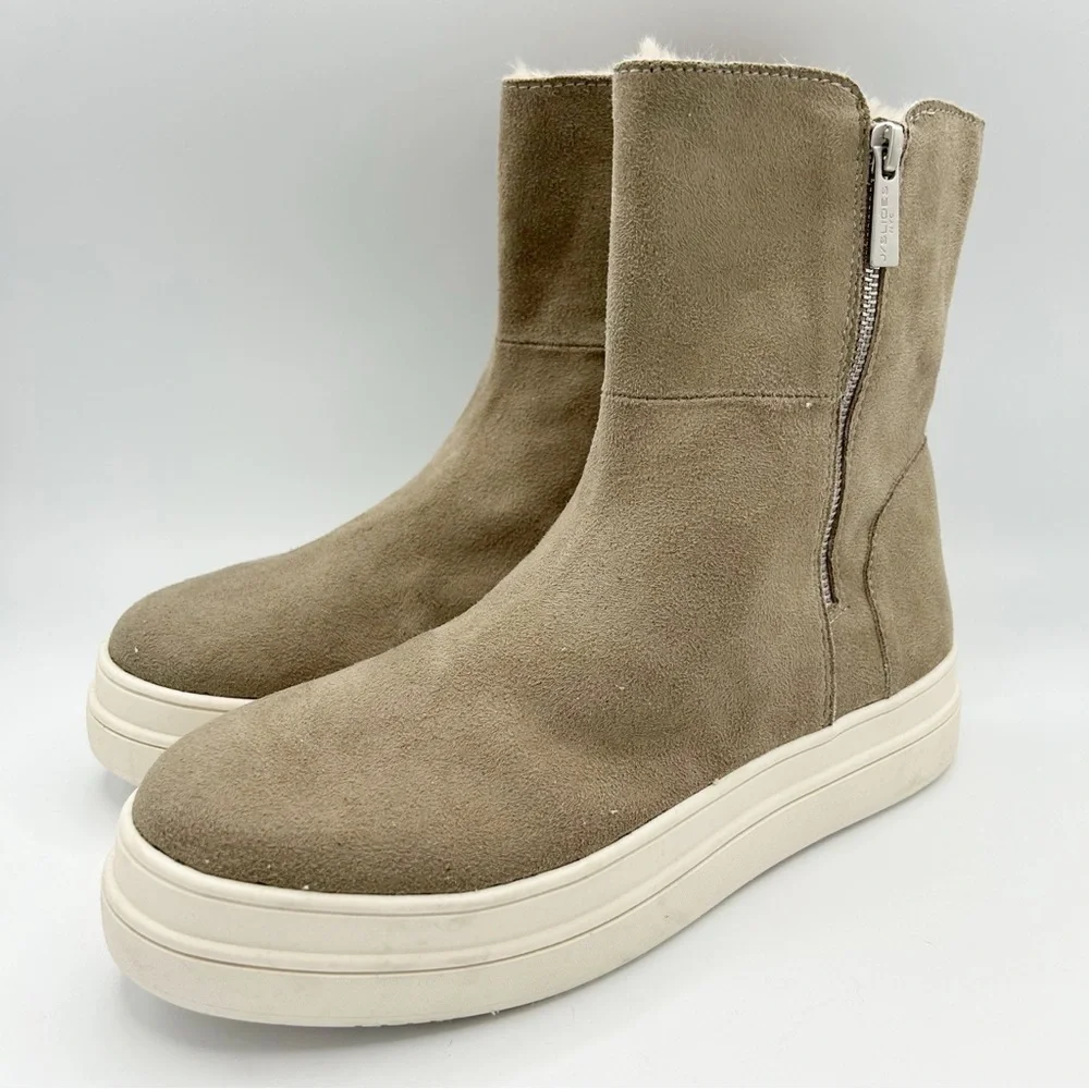 Women's J/Slides NYC Side Zip Platform‎ Ankle Boots Booties Shoes Size 10 Tan